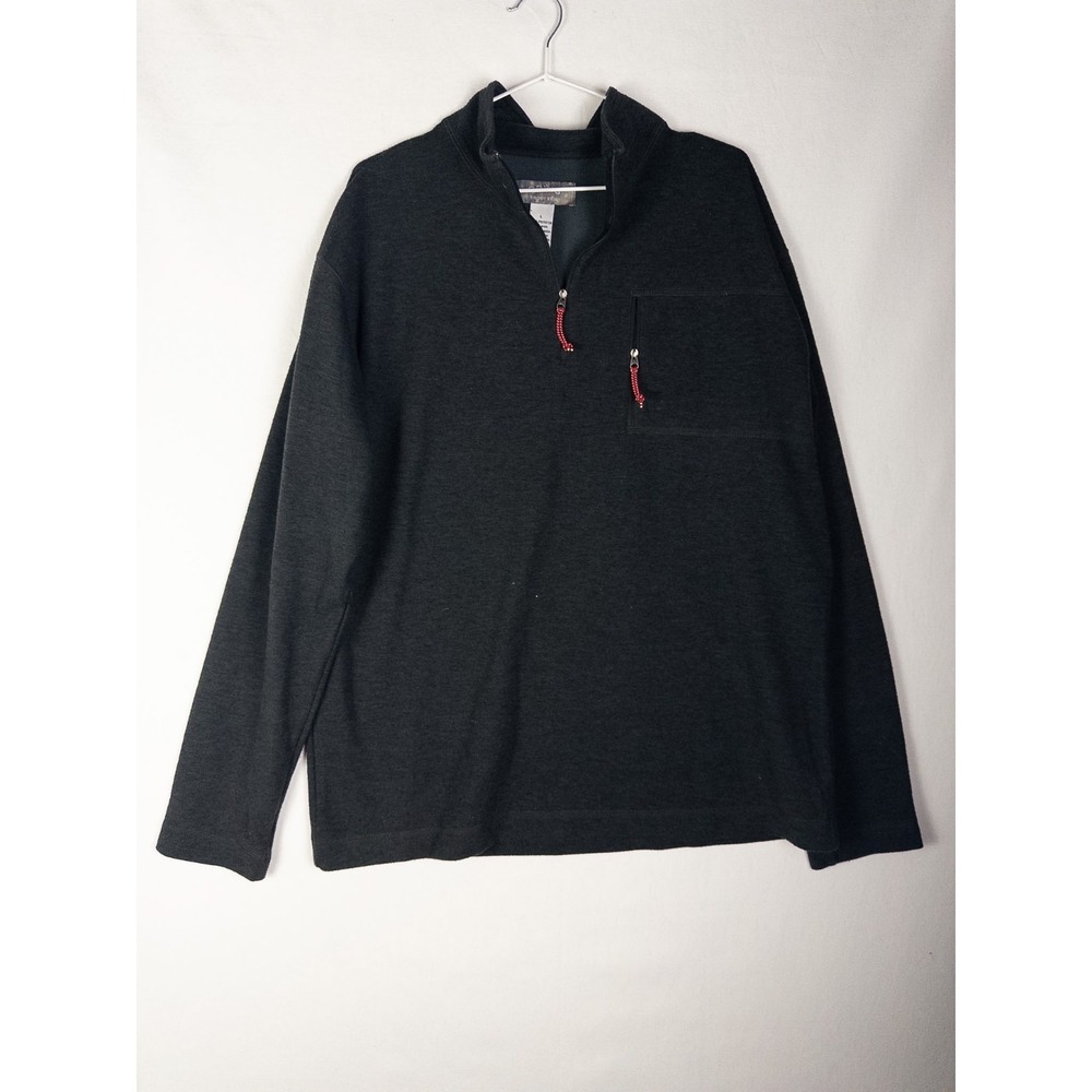 Orvis Trout Bum Paullover Mens L Heather Gray Half Zip Outdoor Wool Blend Solid
